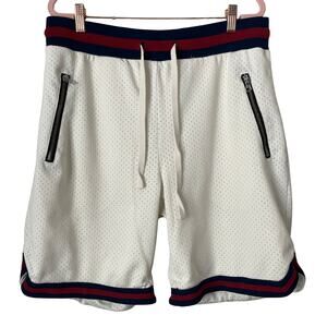 Bascom Projects Shorts Mens Large Cream 1993-XXV Knit Mesh Basketball Sports